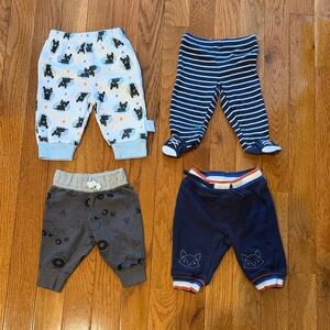 Set of 4 Baby Pants with Fun Patterns - Newborn & 3 Months